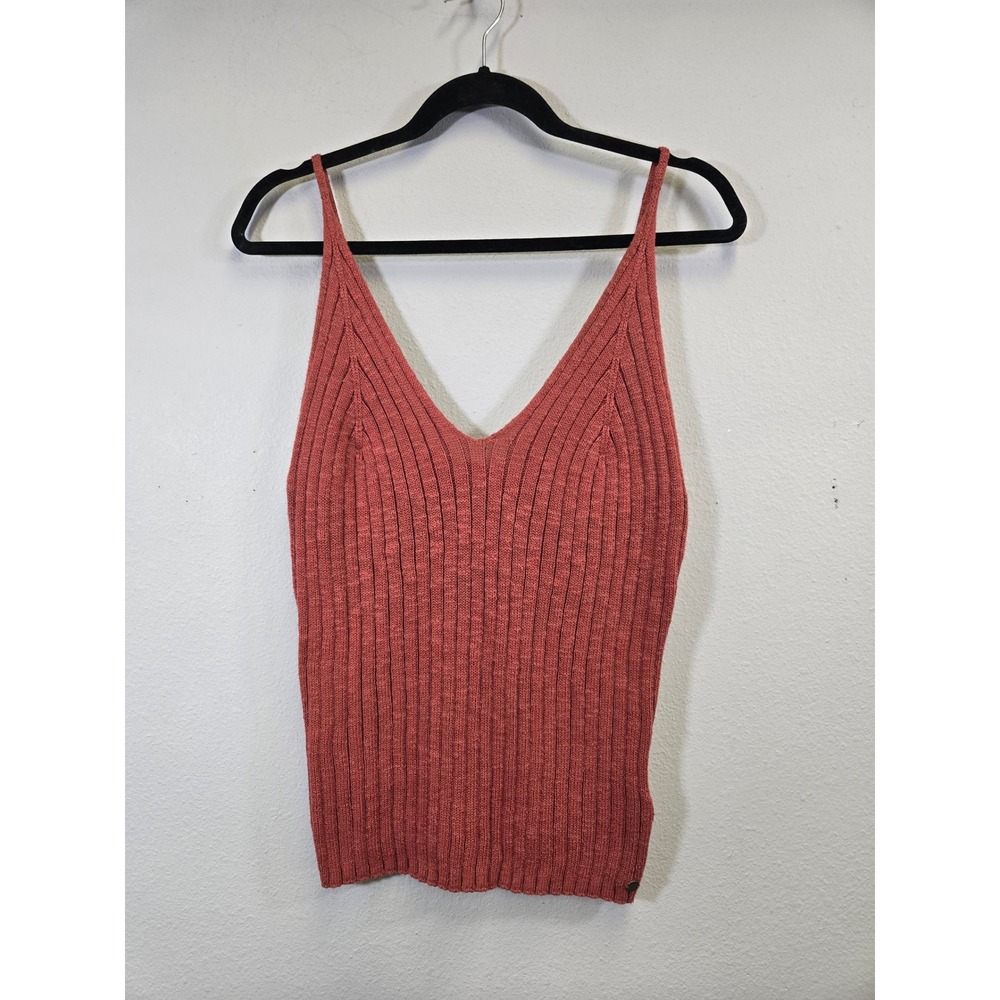 Roxy Ribbed Knit V-Neck Cami Beachy Boho Terracotta Tank Top XL - Picture 2 of 8